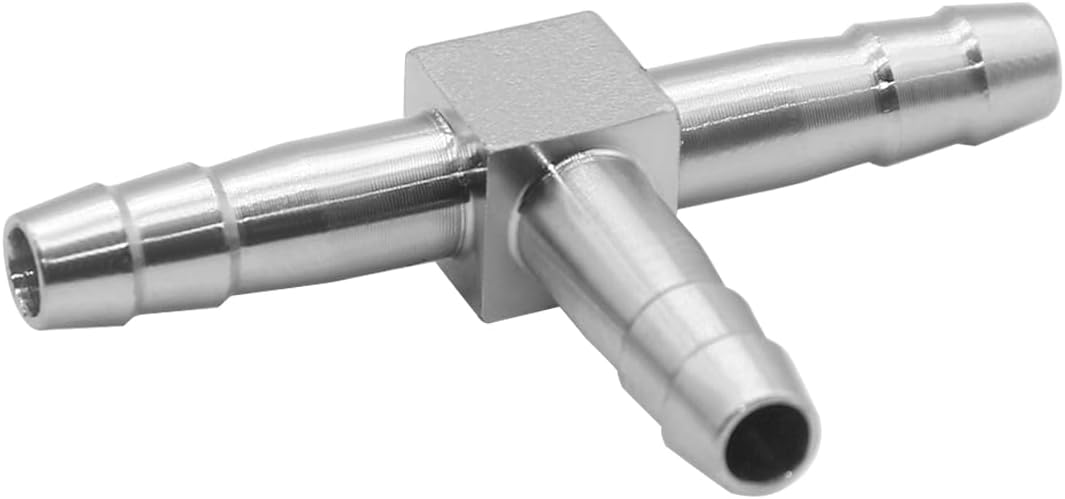 Stainless Steel 4mm Hose Barb, 3 Way Tee T Barb Splitter Fittings (Pack of 2)