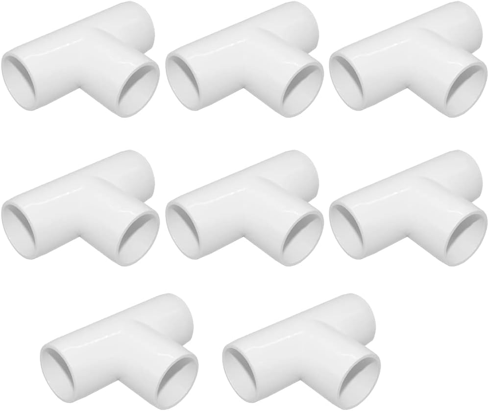 1/2 Inch Tee PVC Fittings Tee Connector, Furniture Grade Corner Pieces for DIY Building Furniture Greenhouse Shed Pipe Fittings Tent Connection (8 Pack)