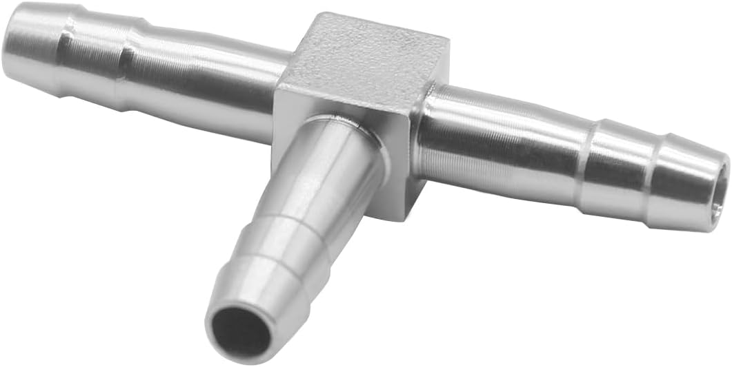 Stainless Steel 4mm Hose Barb, 3 Way Tee T Barb Splitter Fittings (Pack of 2)