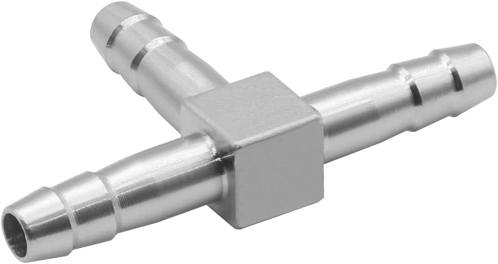 Stainless Steel 4mm Hose Barb, 3 Way Tee T Barb Splitter Fittings (Pack of 2)