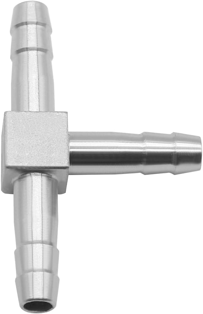 Stainless Steel 4mm Hose Barb, 3 Way Tee T Barb Splitter Fittings (Pack of 2)