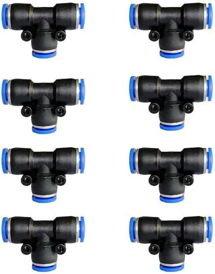 Push-fit Tee Fitting 3-way T-shaped quick push-fit locking adapter 8 pieces