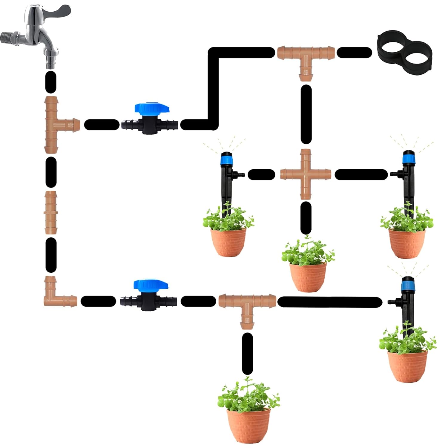 15pcs Drip Irrigation Tee Connectors for 1/2 Inch Pipe, Drip Irrigation Tube Barb T Connectors for 1/2 Inch Irrigation Tube Drip Irrigation Tube Connection Parts for Garden Sprinkler System