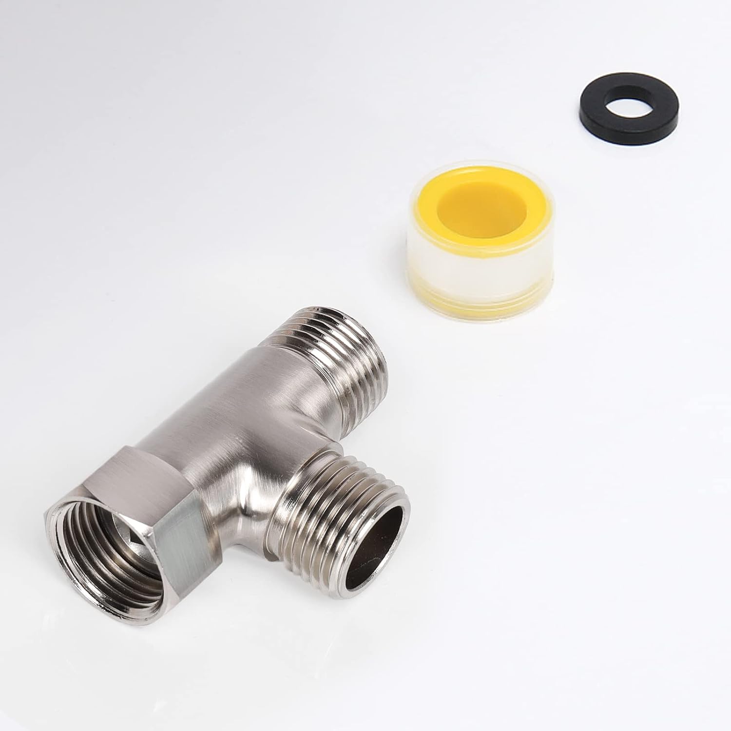 Solid Brass G1/2 Inch 3-Way Diverter Valve - Hose Fitting Tee, T-Adapter Connector for Angle Valve Hose, Tub Shower Arm and Toilet Bidet Sprayer Faucet