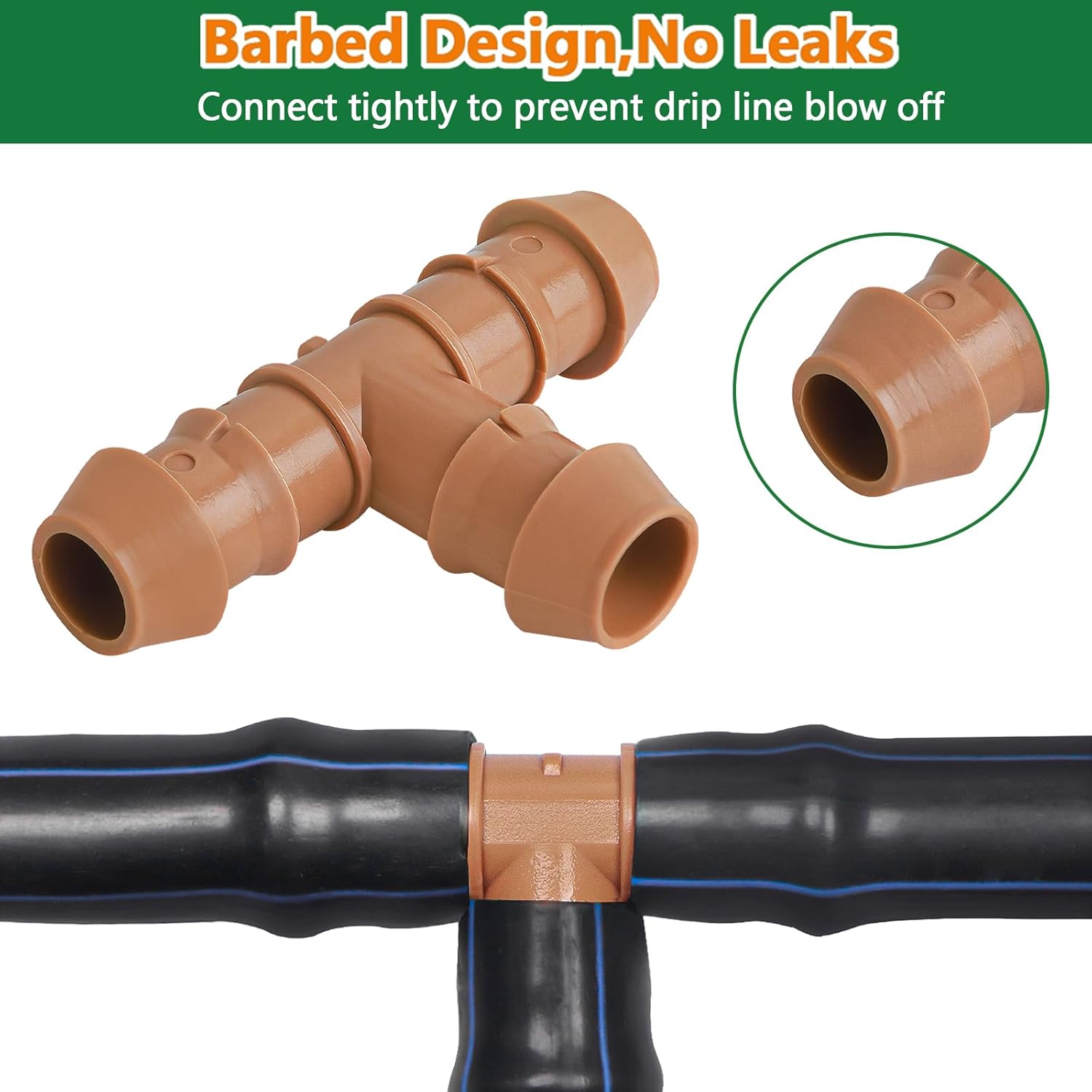 15pcs Drip Irrigation Tee Connectors for 1/2 Inch Pipe, Drip Irrigation Tube Barb T Connectors for 1/2 Inch Irrigation Tube Drip Irrigation Tube Connection Parts for Garden Sprinkler System