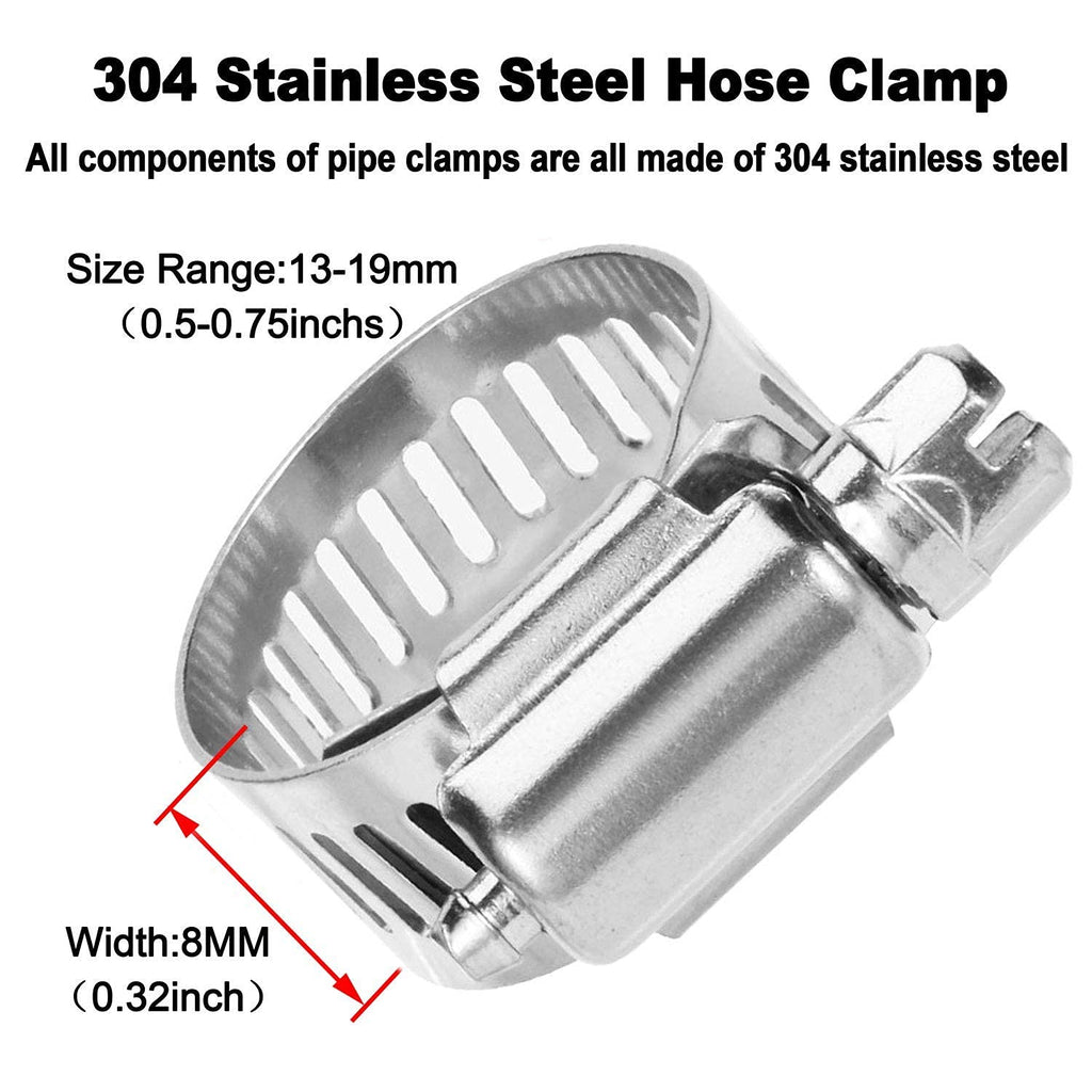 2 pieces 3/8" (10mm) brass tee barb fittings for 3/8" ID hose, 6 pieces stainless steel pipe clamps, 3-way fitting crossover for water/fuel/air