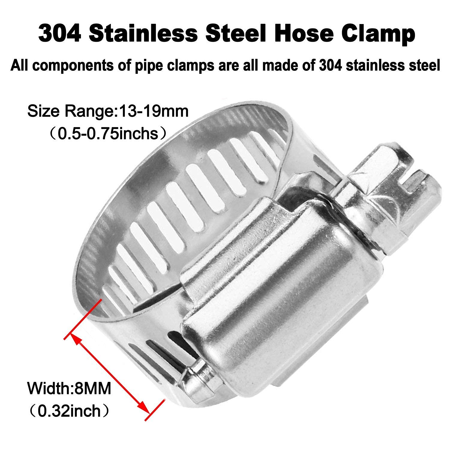 2 pieces 3/8" (10mm) brass tee barb fittings for 3/8" ID hose, 6 pieces stainless steel pipe clamps, 3-way fitting crossover for water/fuel/air