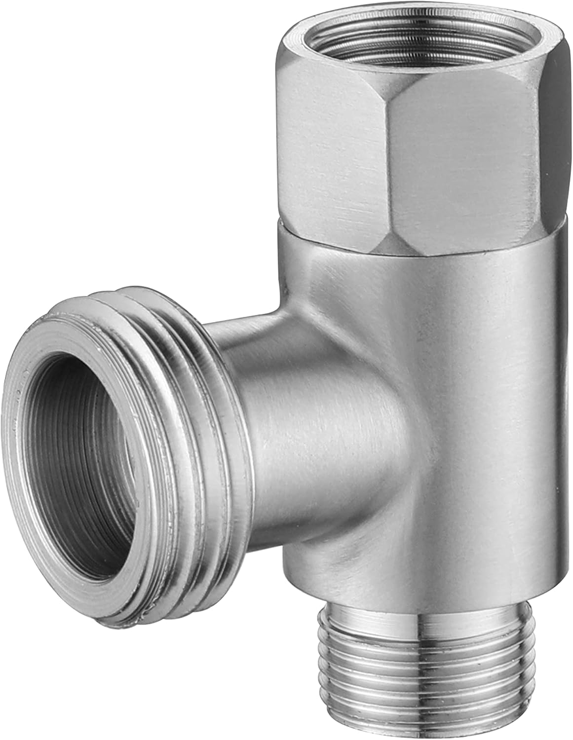 3/8 x 1/2 adapter T-connector, adapter 3-way compression tee, stainless steel split water supply tee fitting for bidet hose, angle stop valve tee connector