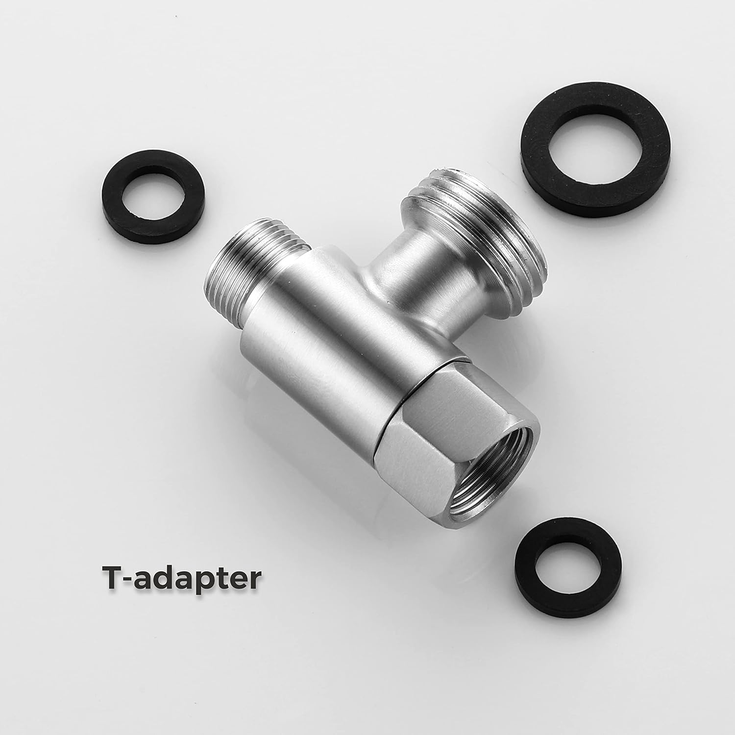 3/8 x 1/2 adapter T-connector, adapter 3-way compression tee, stainless steel split water supply tee fitting for bidet hose, angle stop valve tee connector
