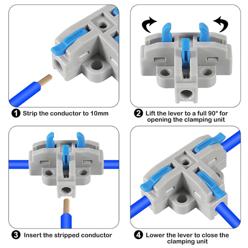 10pcs Lever Nut Connector, Compact Wire Connector, Quick Disconnector 3 Pin One Way Wire Connector