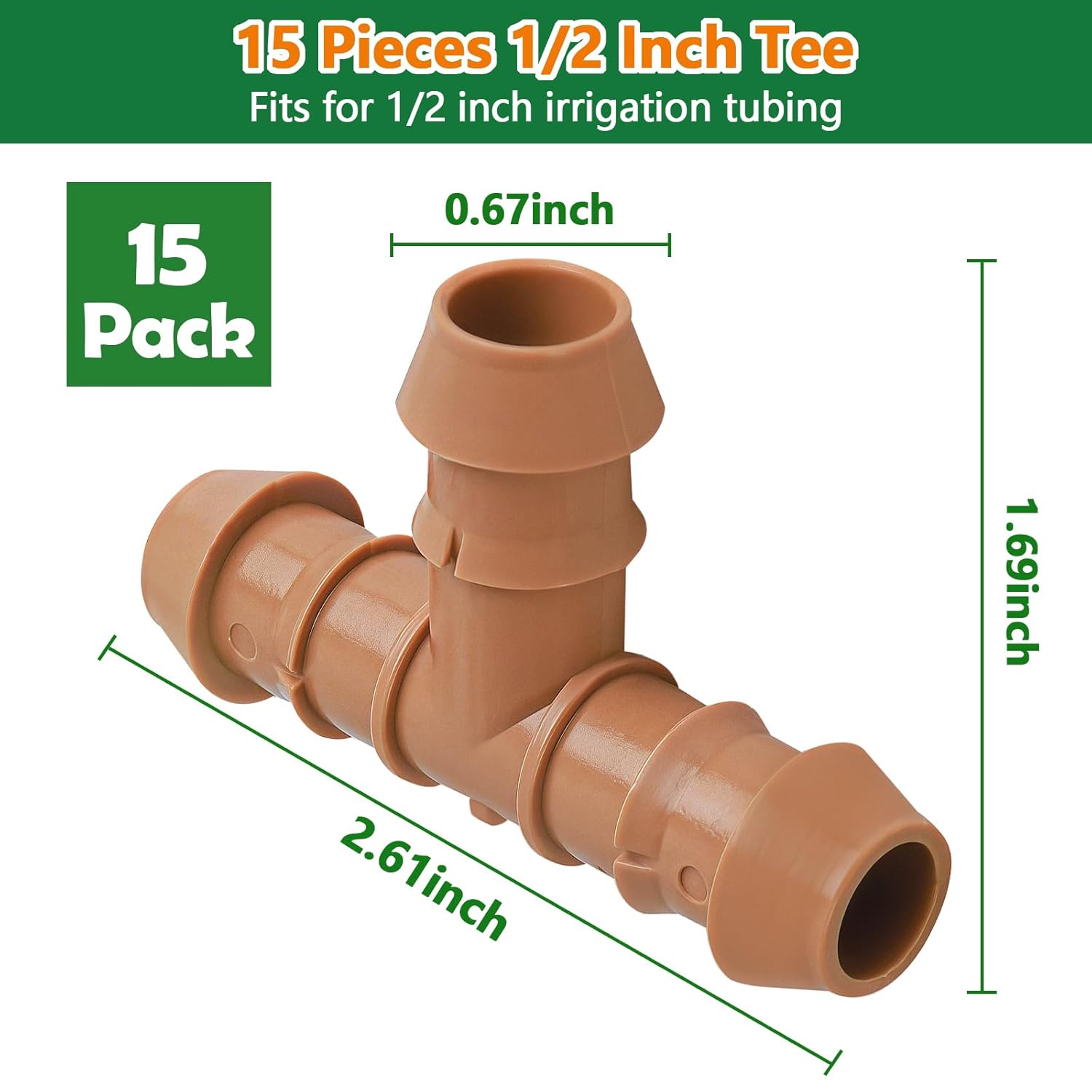 15pcs Drip Irrigation Tee Connectors for 1/2 Inch Pipe, Drip Irrigation Tube Barb T Connectors for 1/2 Inch Irrigation Tube Drip Irrigation Tube Connection Parts for Garden Sprinkler System