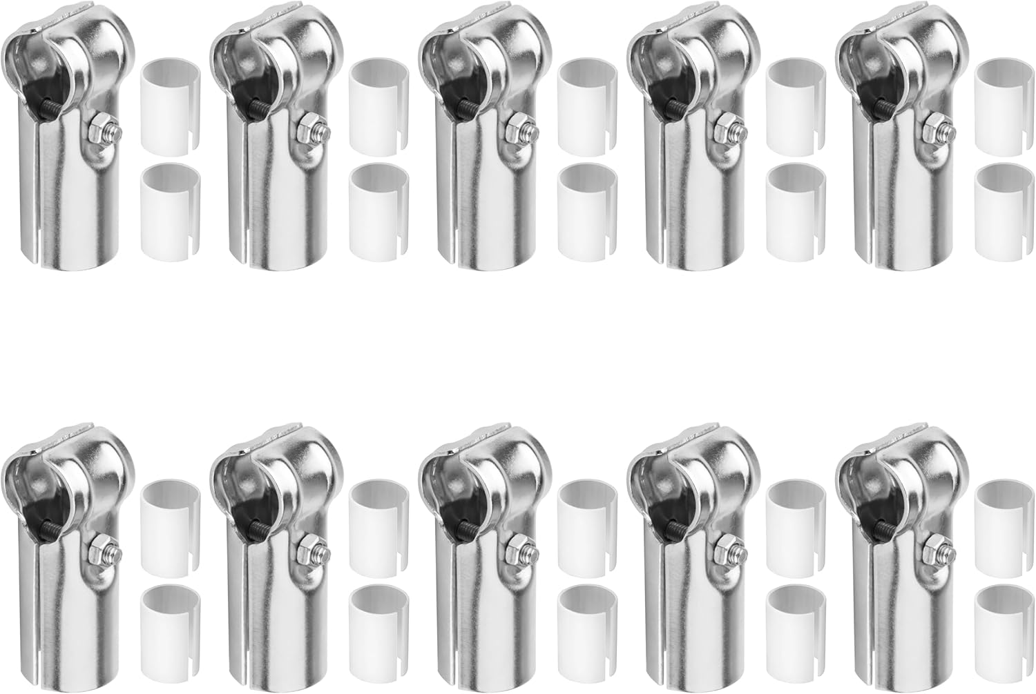 Set of 10 Tee Fittings Tee Clamps for 25.4 mm OD stainless steel pipe and 3/4 in.