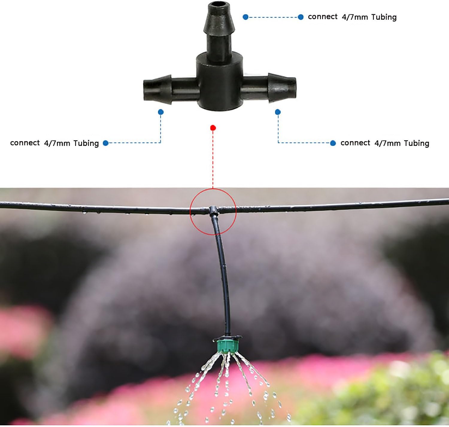 50pcs Drip Irrigation Universal Connectors 1/4" Barbed Tee