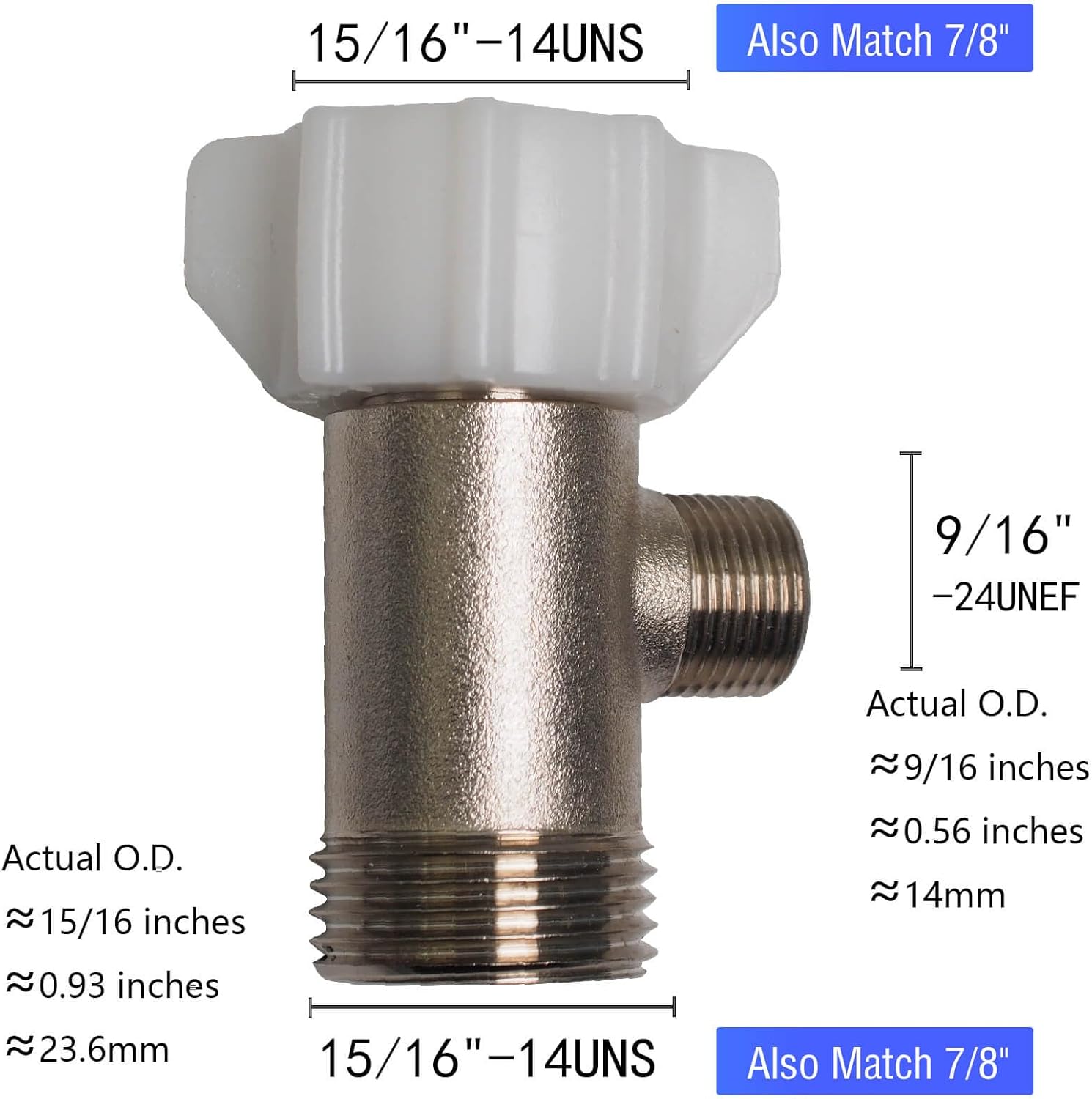 Bidet Tee - T-valve fitting or three-way connector, brass (7/8" x 7/8" x 3/8")