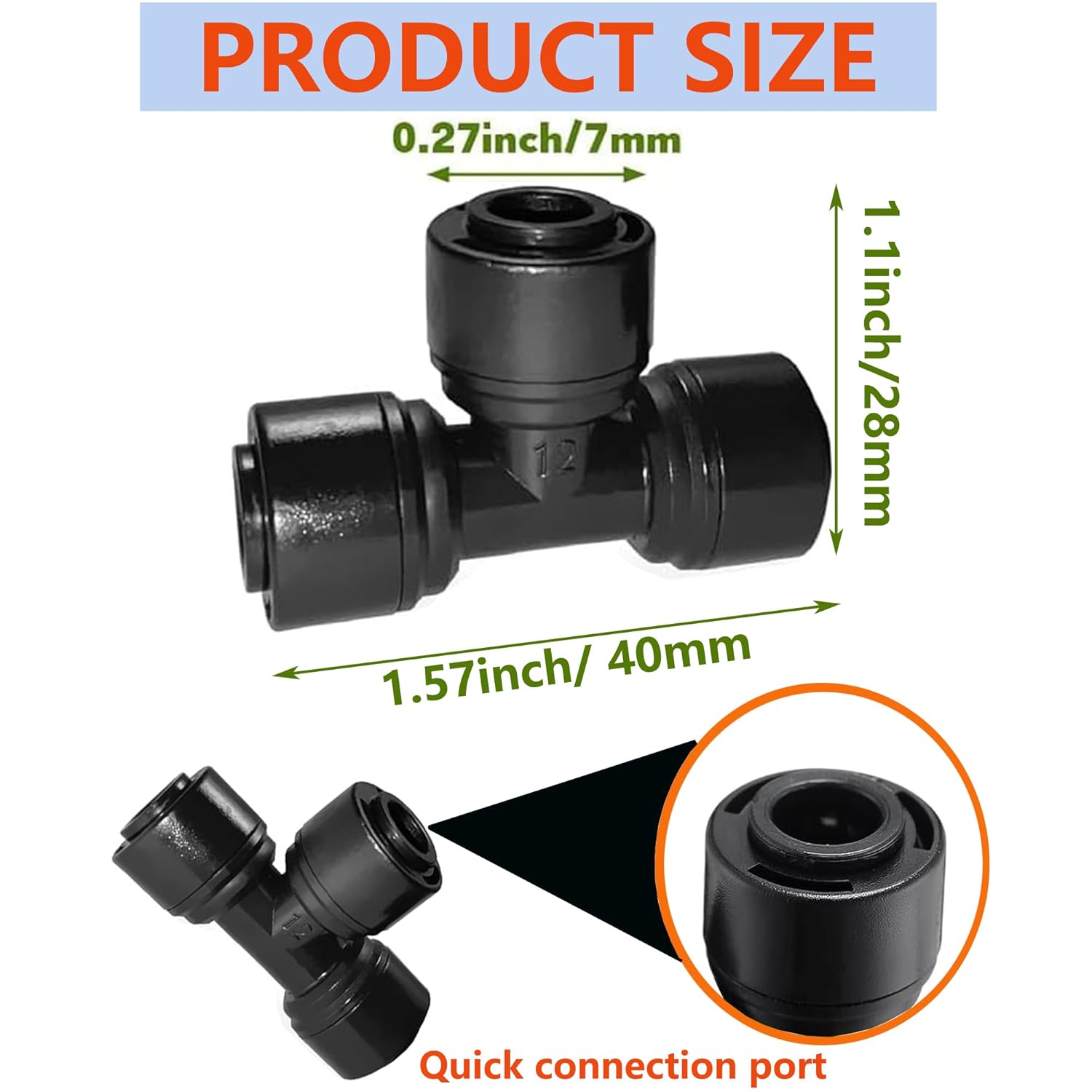 15 Pack Quick Connect 1/4" Drip Irrigation Tee Connectors, New Tee Fittings 1/4" (6.35mm) Irrigation Tube, Leak-Proof Connectors for Sprinkler or Drip Irrigation System (Black)