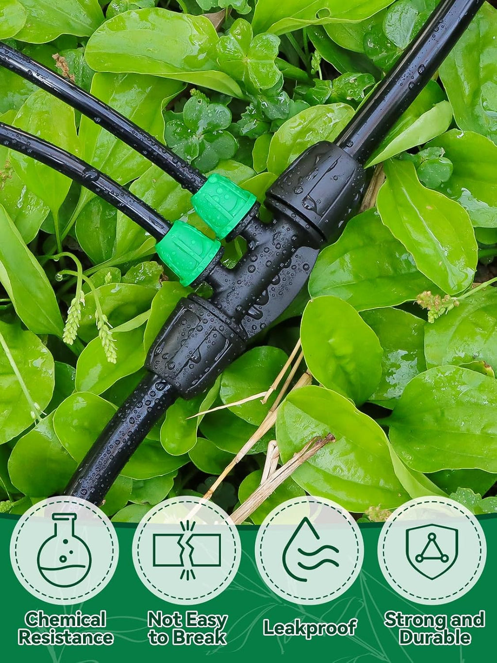 20 Pieces Locking Barb Tee Connectors, 5/16" to 1/4" Drip Irrigation Fittings Kit 8/12mm to 4/7mm Tube Lock Female Connectors 4 Way Barb Lock Irrigation Parts for Watering System (Black Green)