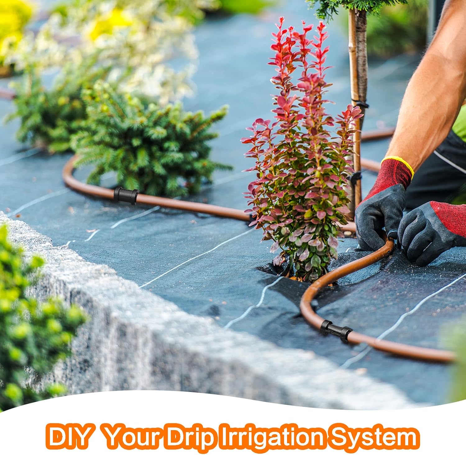 60pcs drip irrigation tee connectors, barbed tee connectors for 1/4 inch pipe, compatible with drip or sprinkler irrigation system