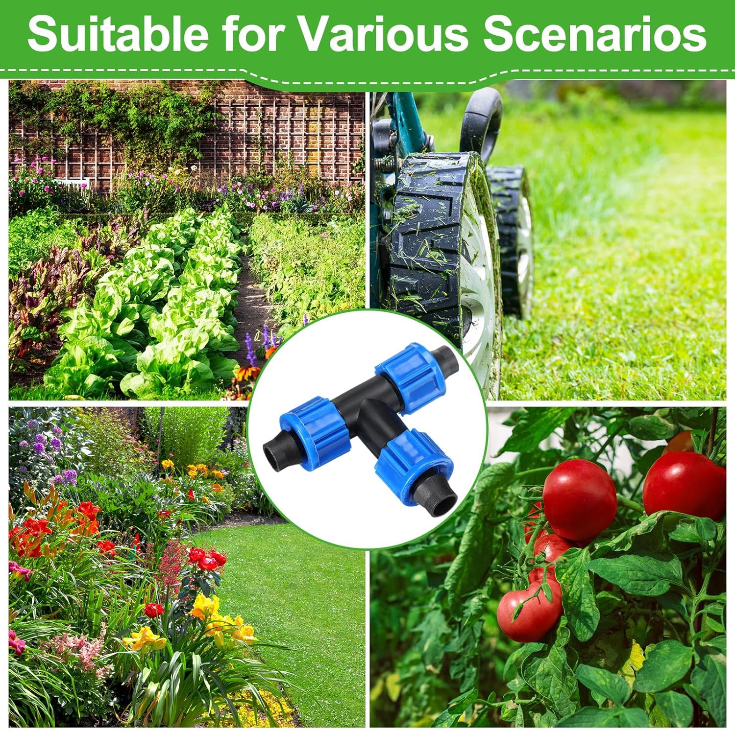 50pcs Drip Irrigation Tee Connectors 5/8 Inch Universal Tee Connector Drip Irrigation Pipe Connector with Barb Compatible with Most 16-17mm Garden Hose Sprinkler Irrigation Systems